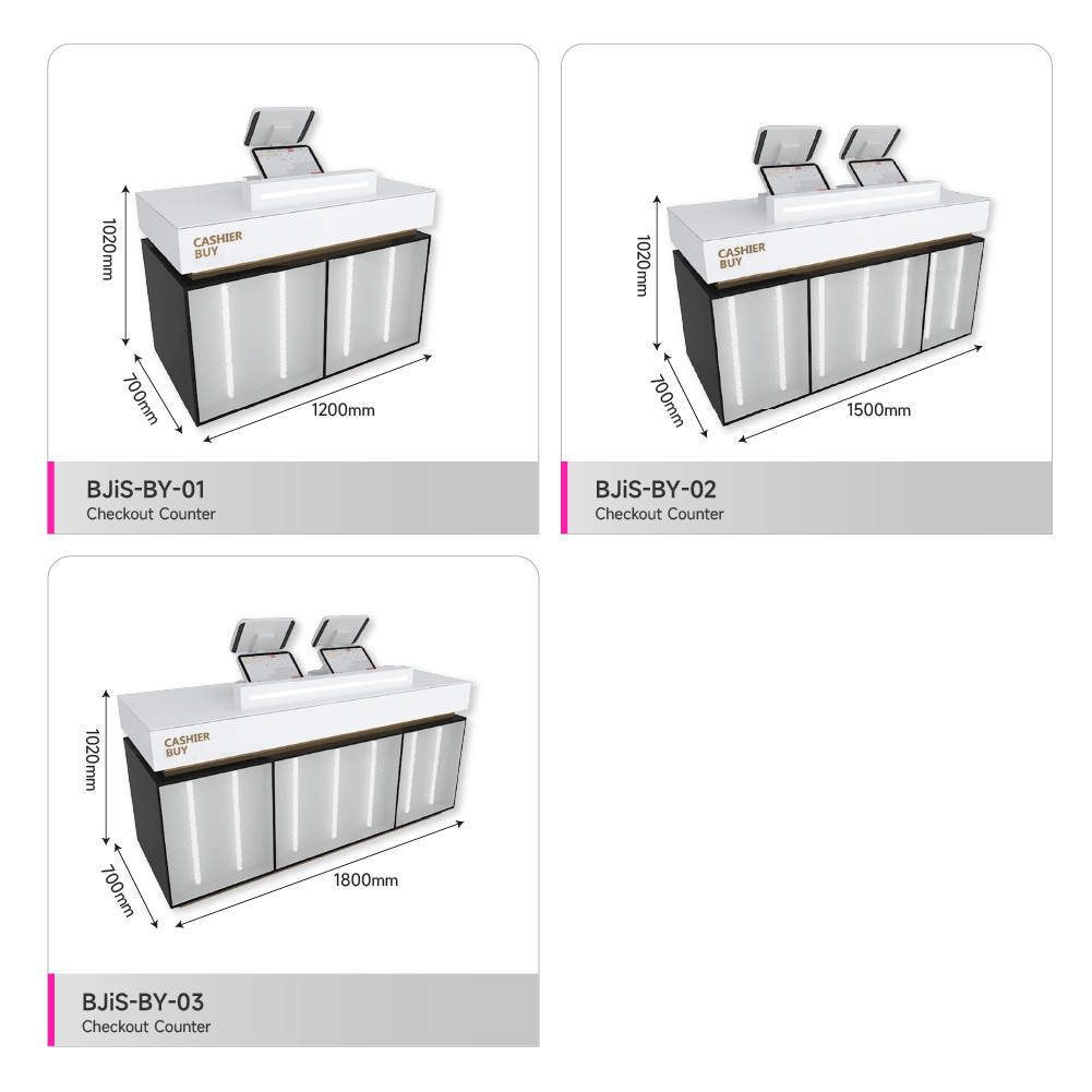Beauty Store Checkout Counter Platinum Wooden Cash Register For Space-Saving Cosmetic Display Furniture And Branded Display Table