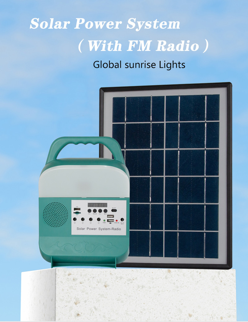 3pcs Portable 5W Solar Generator Home Lighting System 3.7V With Speaker FM Radio