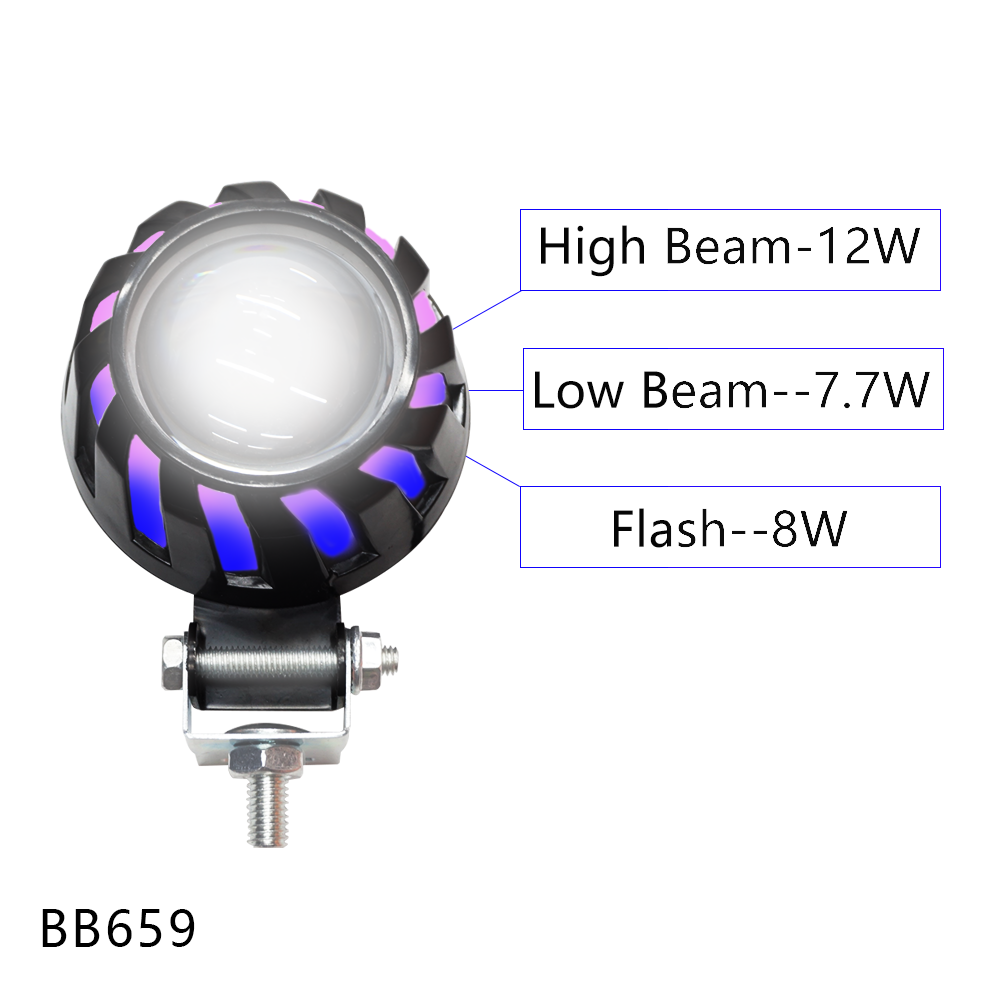 12W White Blue Red High Bright Motorcycle Headlight LED Work Light