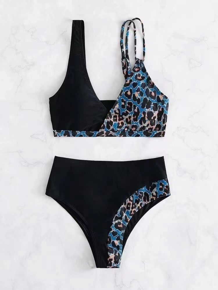 black style swimwear two pieces ,Rainbow colour Sexy full Size Ladies Swimwear ,nylon fabric UPF 50++