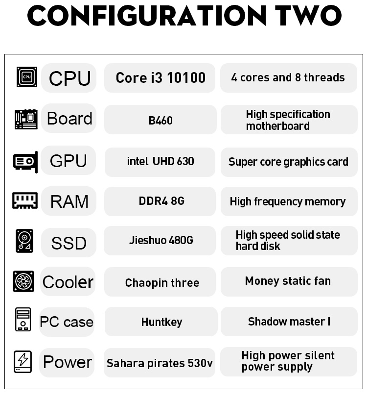 i3 10100 CPU Gaming Computer PC Intel UHD 630 Graphic card B460 Motherboard