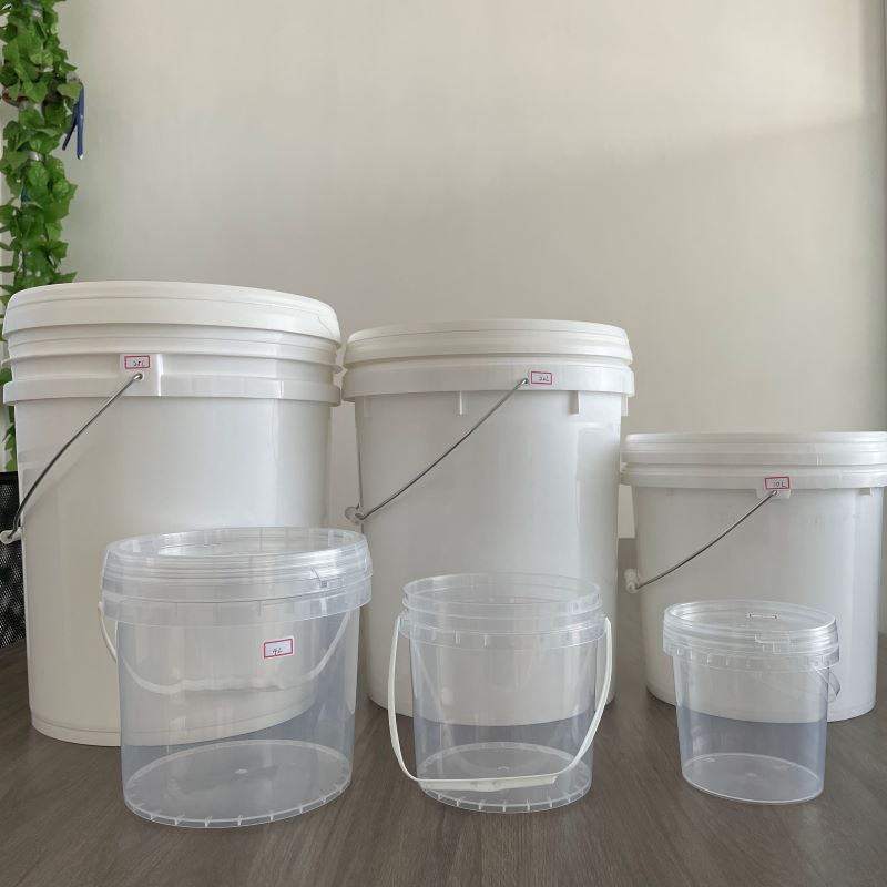 2L Tamper Evident Packaging Butter Bucket Transparent Clear White Pail Plastic Buckets