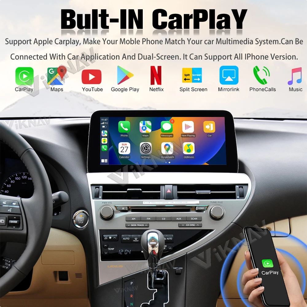 Viknav Car Radio For LEXUS RX (2009-2014) 12.3 inch Android 13 Auto New Upgrade Touch Screen GPS Navigation Multimedia