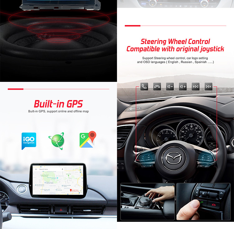 9" 1280*720 Single Din Android Head Unit , Car Navigation Stereo For Mazda 6