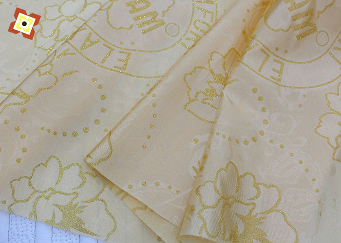 Woven 100 Polyester Mattress Quilting Fabric Warp Knitted Gold Plated Printed Pattern