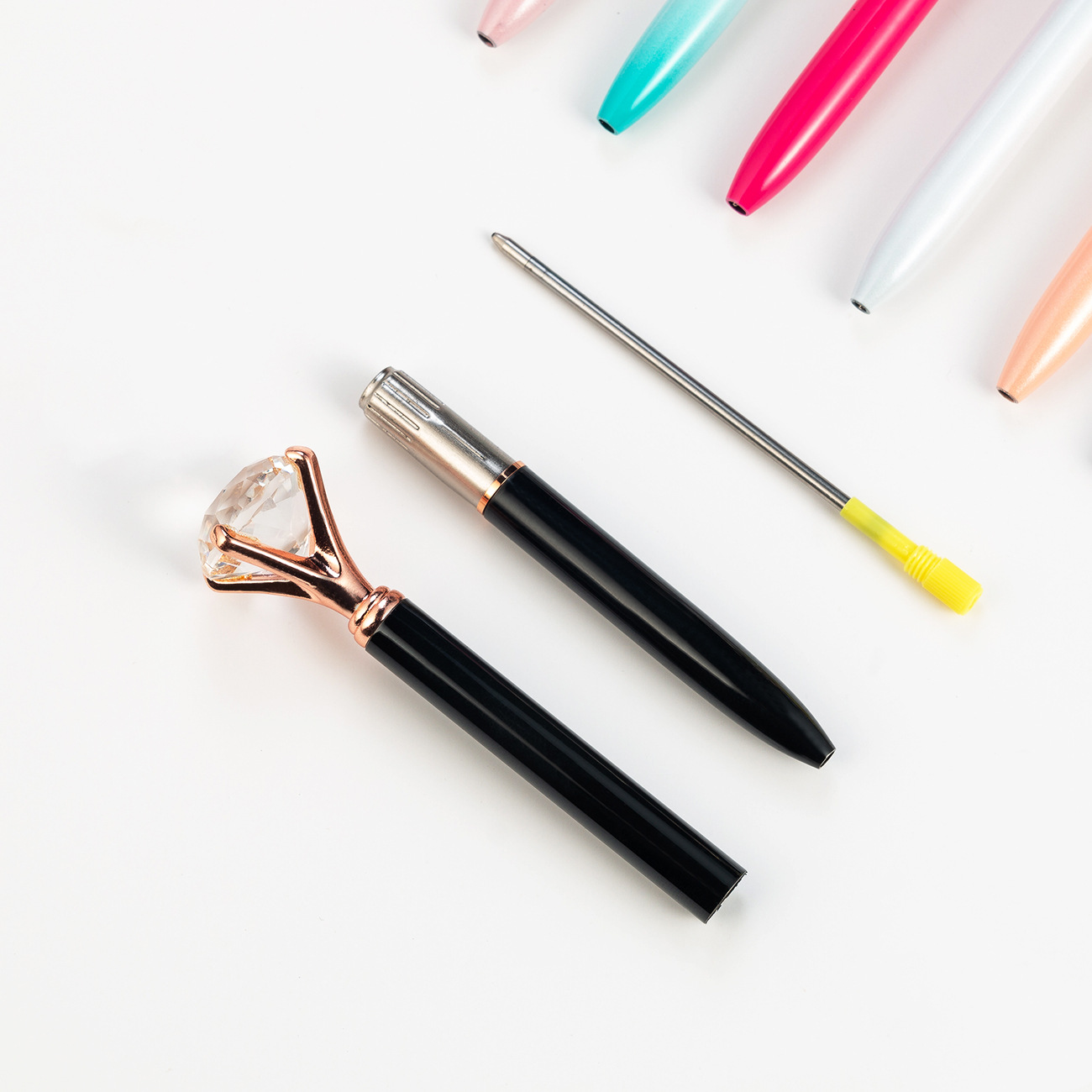 Personalized Diamond Crystal Metal Ballpoint Pen for Gift 2.5g 0.35mm Writing Width