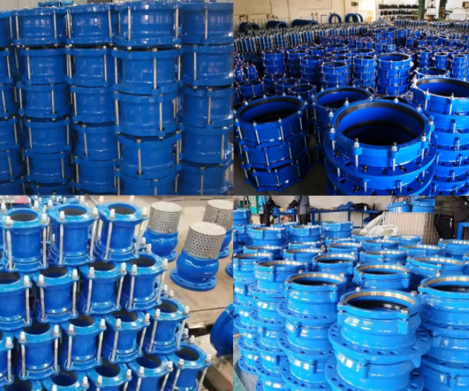 DN150 Wide Range Flexible Flanged Gibault Joint Ductile Cast Iron DI Universal Coupling For PVC Pipes