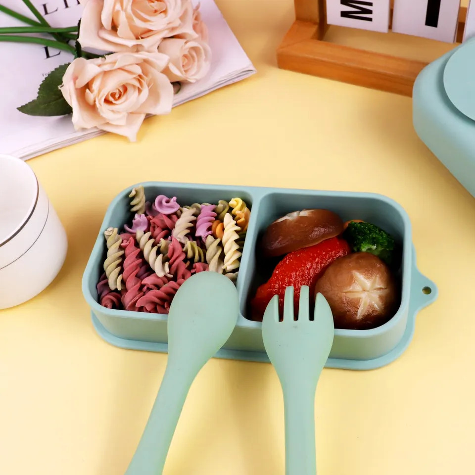 Leakproof Odorless Silicone Food Storage Containers 3 Compartments