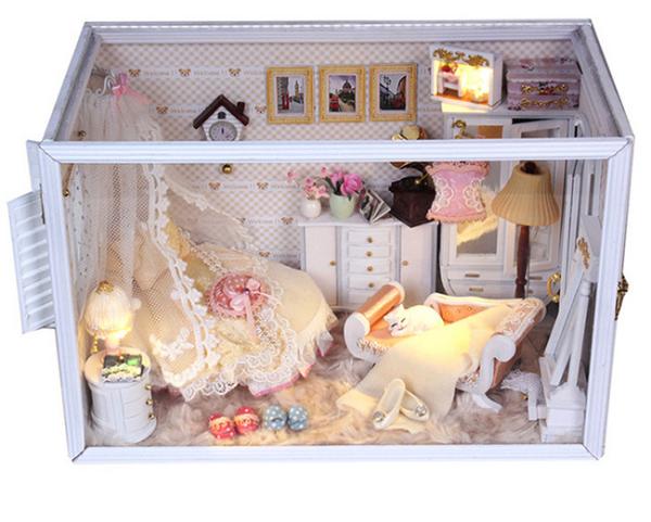 Dollhouse, DIY Lights House, Wooden Model, Education Romantic Full House,