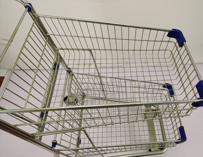 Public Service Shopping Basket Trolley Q195 Steel Double Basket Cart