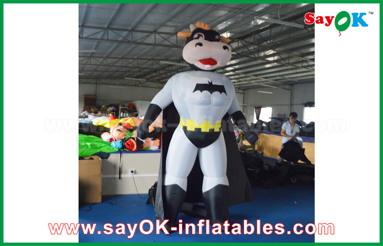 Blue / Red Inflatable Superman Cow Customized Animal Character Inflatable Model