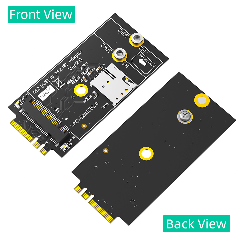 M.2 Key B to A+E Adapter with NANO SIM card Slot for 3G/4G/5G Module