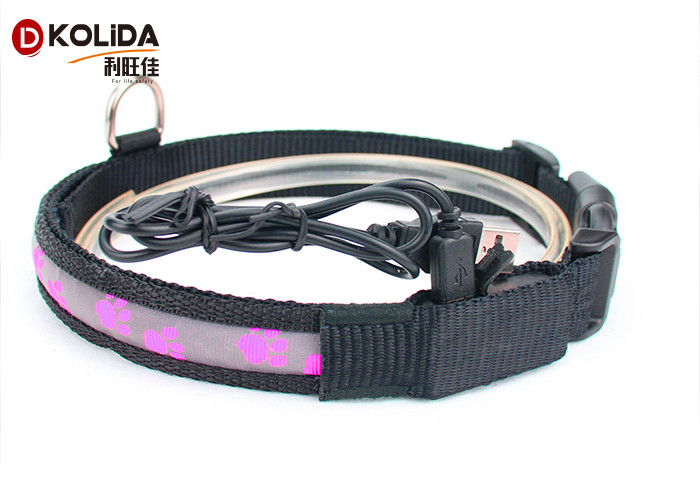 Flashing Luminous LED Dog Safety Collar , Safety Light Up USB Lighted Dog Collars