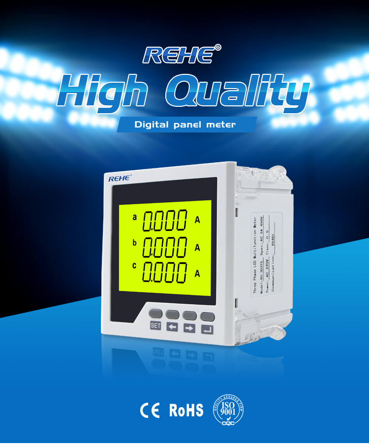 Slim type amp,volt,hz 96*96mm Three Phase LCD Multi-function digital panel Power Multimeters