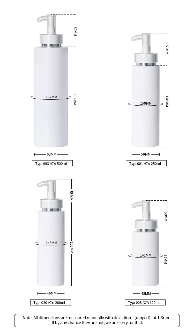 Luxury 250ml 500ml White Round Empty Conditioner Shower Gel Plastic Packaging Gold Hdpe Shampoo Bottle