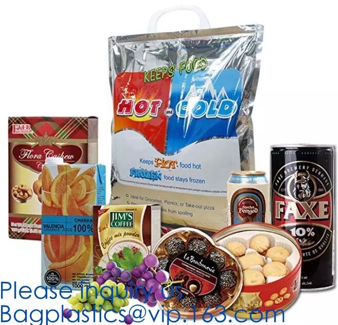 Aluminum Foil Insulated Cooler Bags Waterproof Folding Thermal Lunch Bag,Zip-Lock Grocery Handle Thermal Insulation Cool