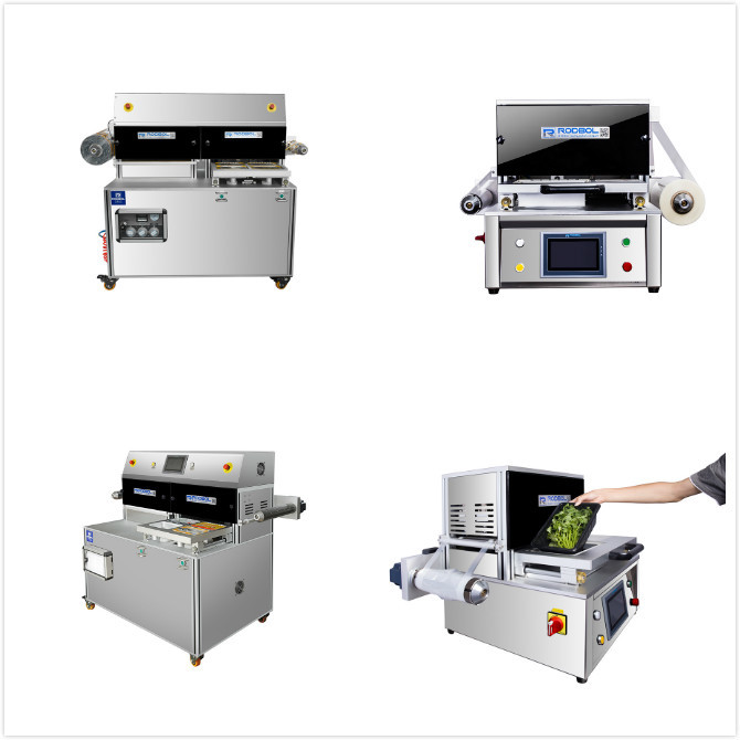 PLC Industrial Vacuum Food Sealer MAP Tray Packaging Machine With Trays