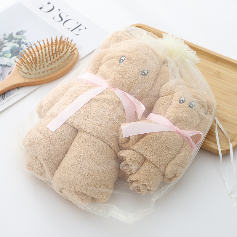 As shown Luxury Bear Towel Bath towel density coral velvet set absorbent cute soft gift