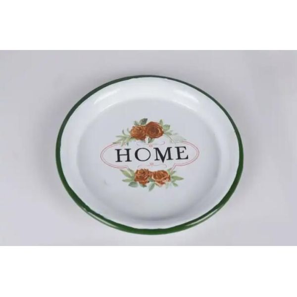 Round Shape Cast Iron Steel enamelware plates Custom Logo Thickness 0.5mm 0.6mm