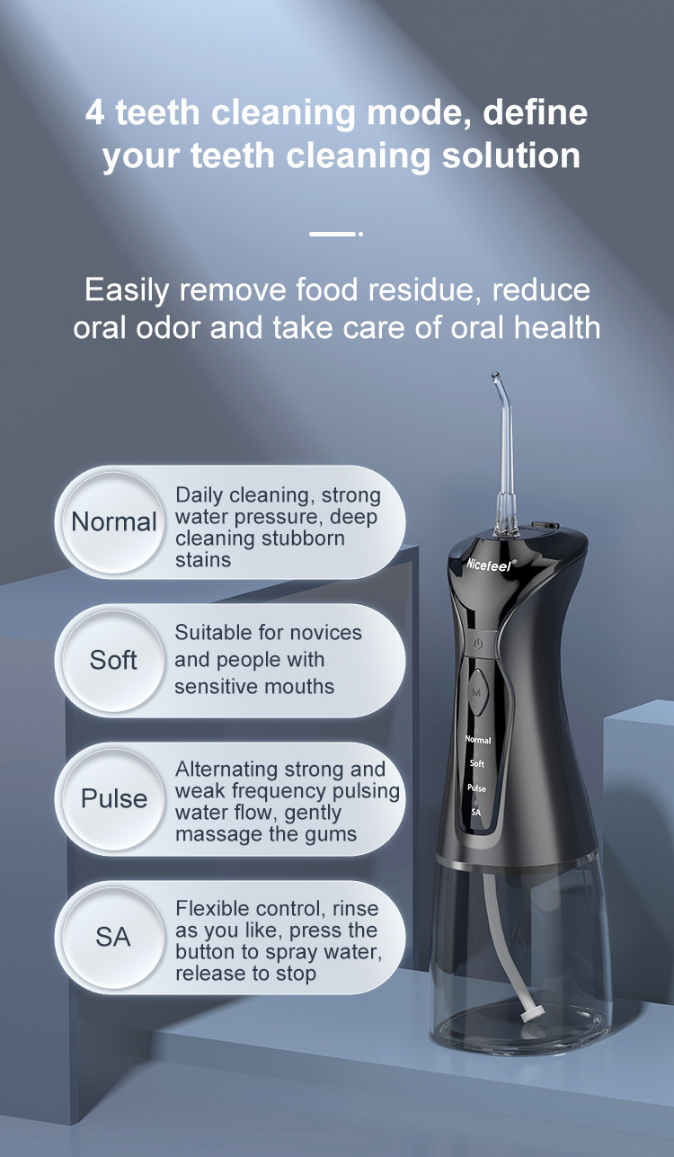 Type C Charging ABS Nicefeel Cordless Water Flosser 4 Hours Fast Charging