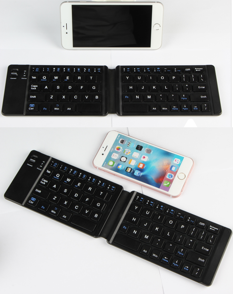 Rechargeable Full Size Folding Keyboard , Folding Wireless Keyboard Compatible IOS Android Windows