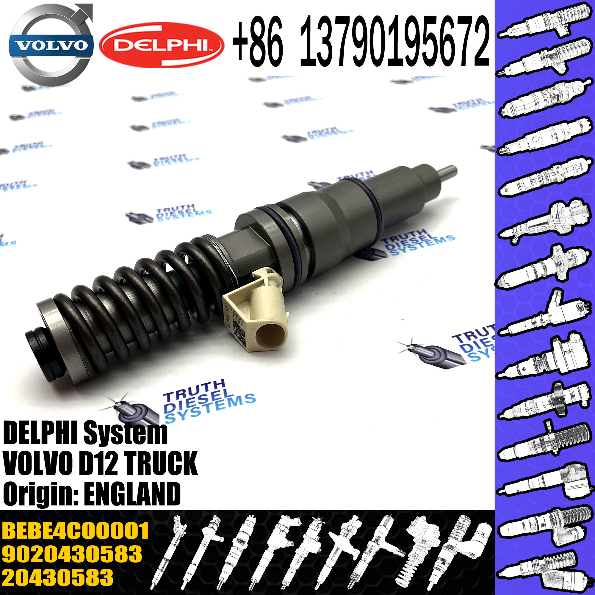 New Diesel Fuel Injector 20430583 BEBE4C00001 BEBE4C00101 20430583 21582096 For VOL EC360B EC460B Engine