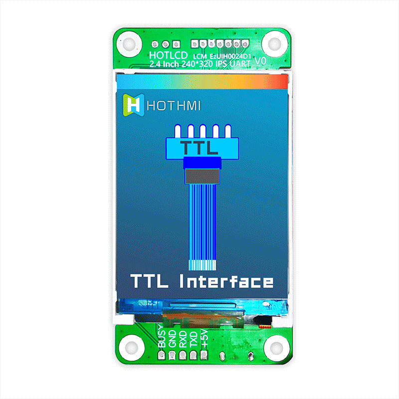 White LED 2.4 Inch 240x320 UART TFT Display With Resistive Touch