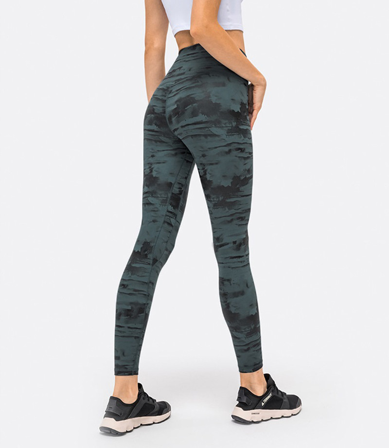Ink Dye Patterned Yoga Leggings Pro Skin High Stretch Breathable Gym Pants