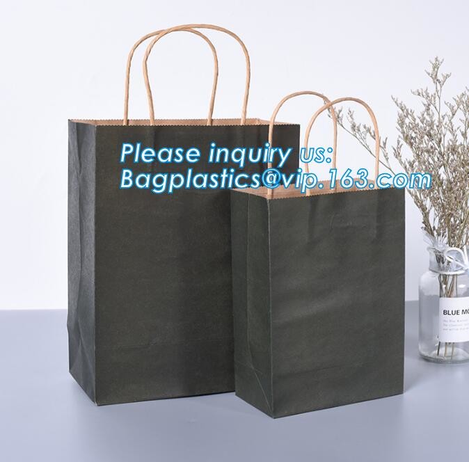 Custom Printed Accept Wholesale Stock White Brown Kraft Paper Shopping Bag With Handle No Minimum, carrier handle bags