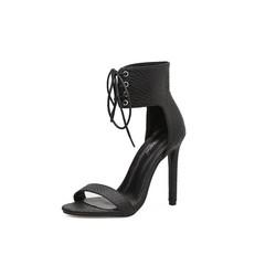 Buy cheap Open Toe Womens High Heel Sandals With Rhinestones Decoration Leather Material product