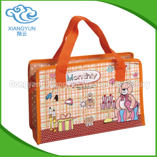 Recycle PP Woven Reusable Pink Shopping Eco Bag With Print Logo