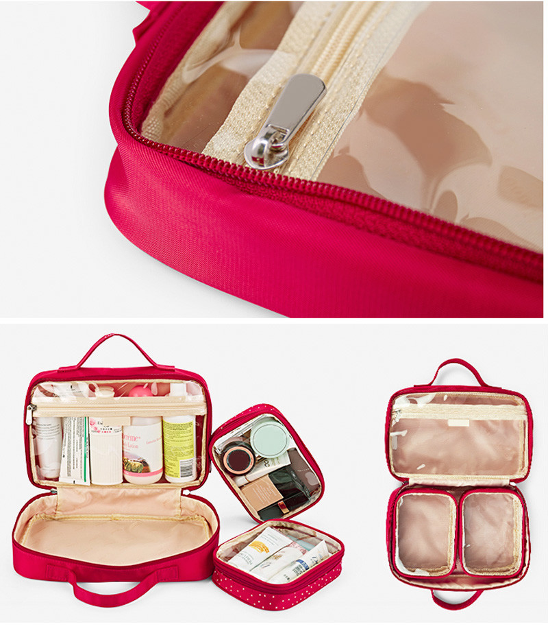 L25.5*D9*H16.5CM Polka Dot Travel Polyester Makeup Bag