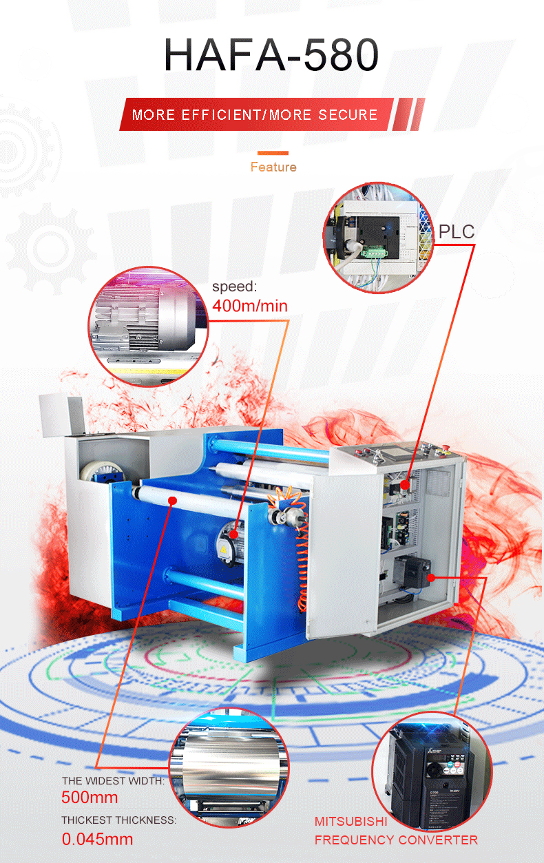 Wood Packaging Material Semi-automatic Aluminum Foil Rewinding Machine with Long and 380V