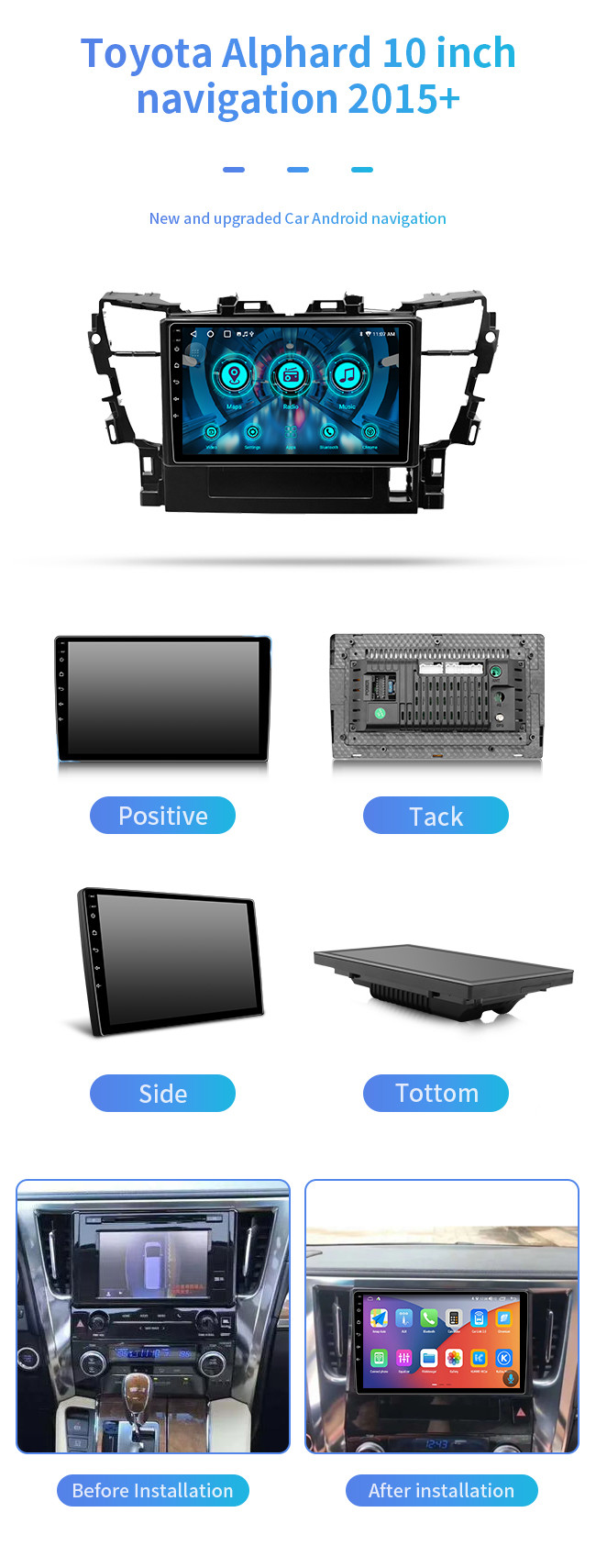 For Toyota Alphard 2015 2016 2017 Android Intelligence WIFI Carplay Touch Screen Navigation
