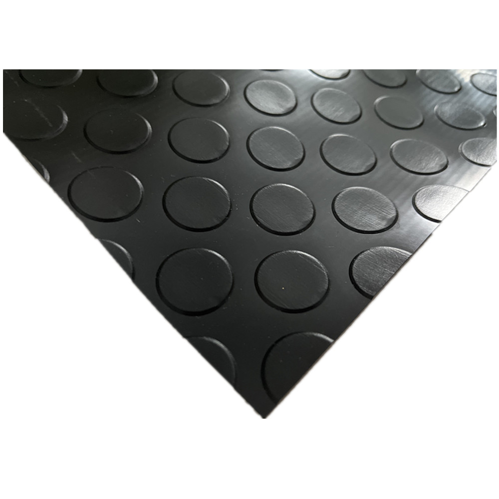 Black round coin moisture proof anti slip and wear-resistant PVC floor mat