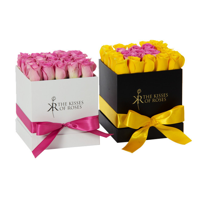 Embossed FSC Cardboard Flower Packaging Box 200gsm Square