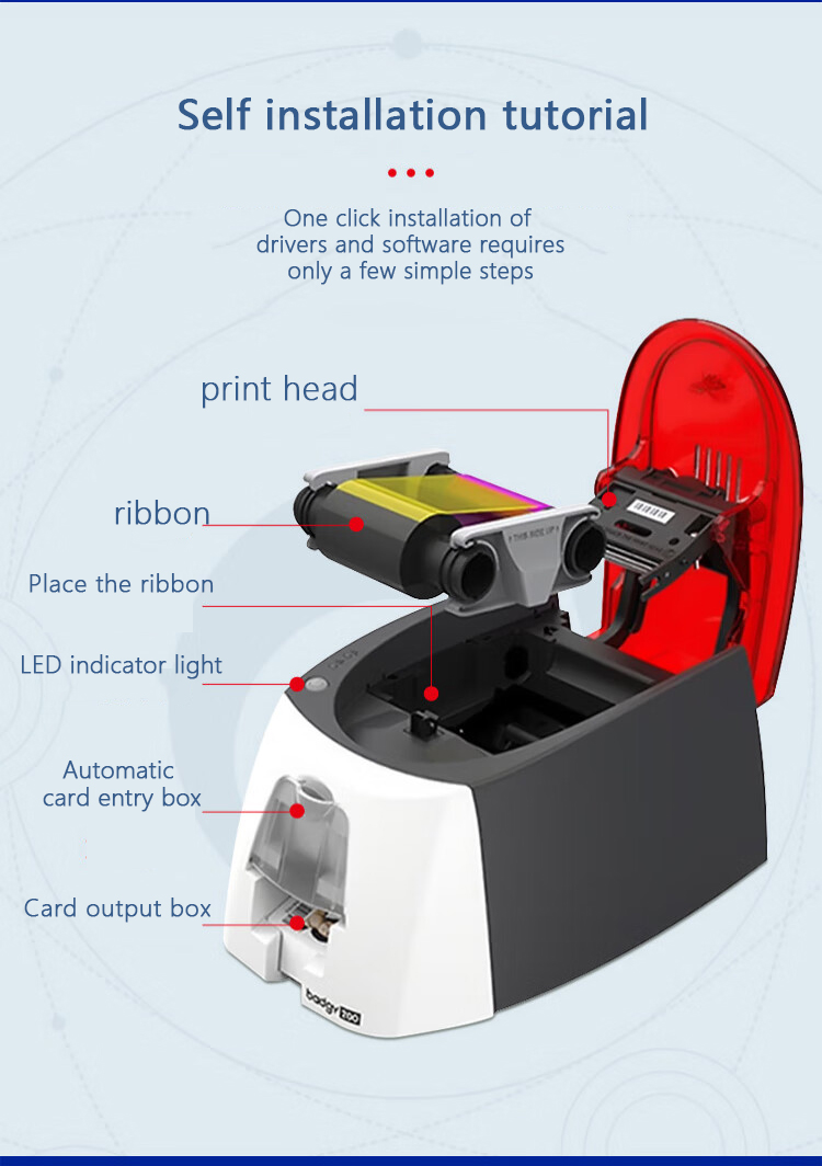 Evolis Badgy 100/200 Printer Thermal Direct Printing PVC ID Card Printer With Single Side