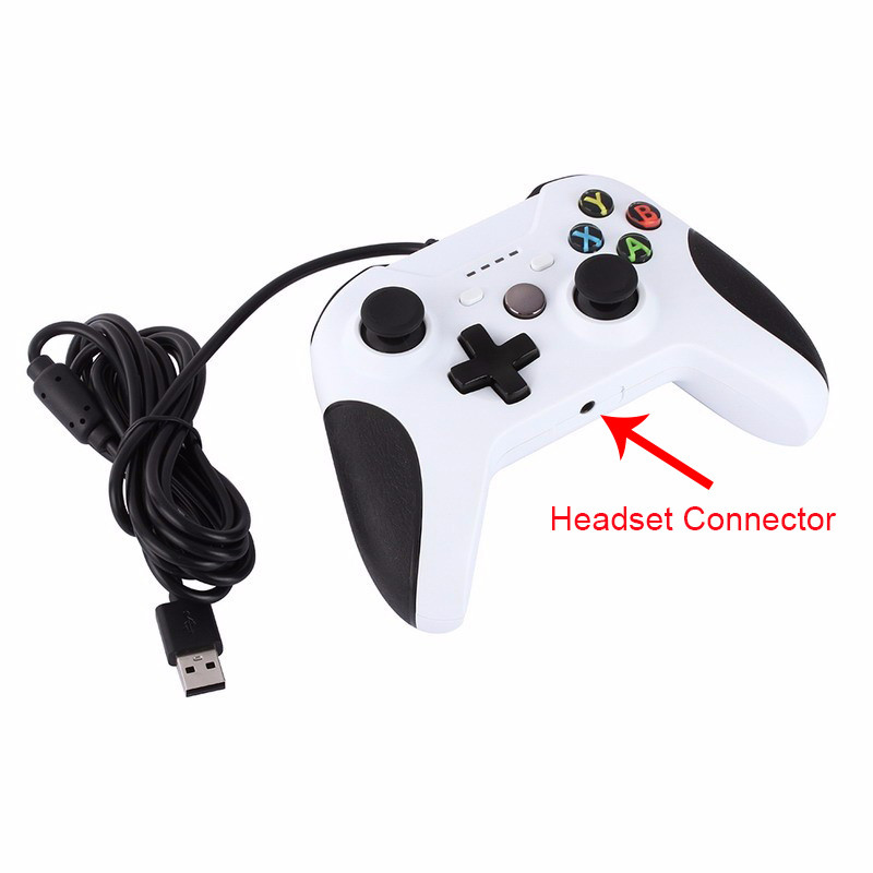 Dual Vibration 1.8m Wired Controller Gamepad with 4 LED Indicators 3.5mm Audio Jack for XBox One Slim and Windows PC