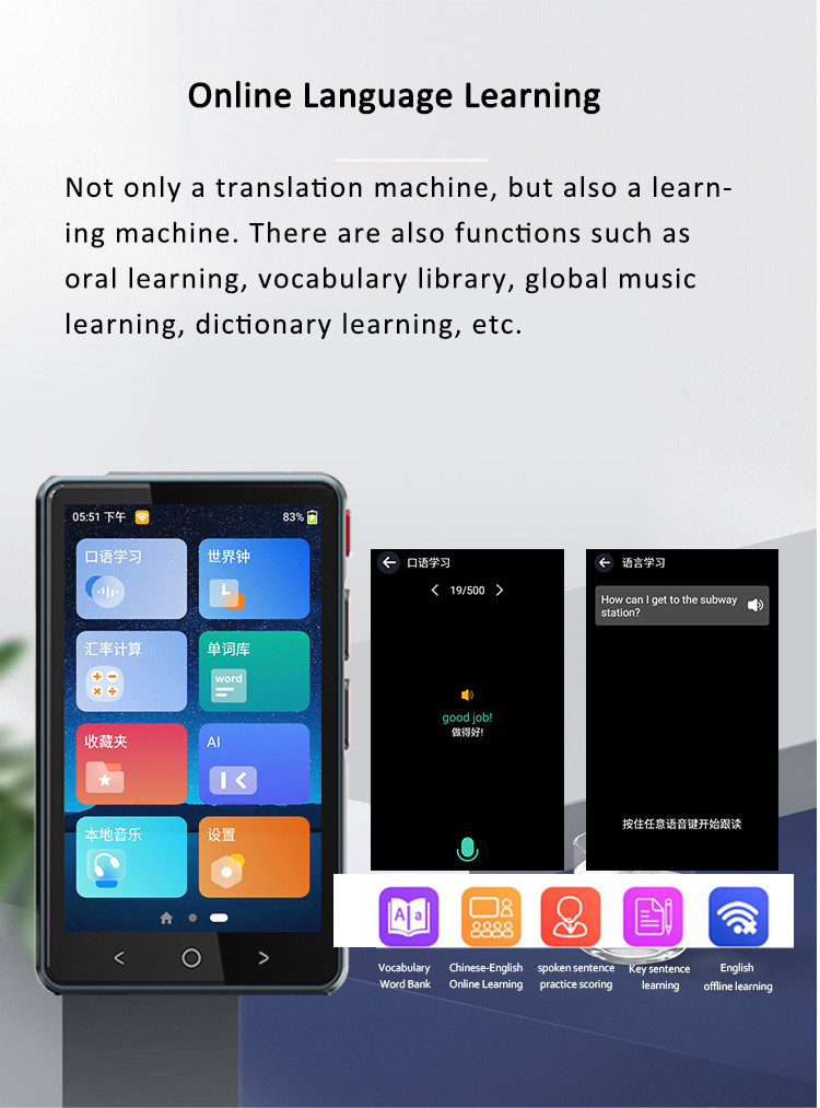 135 Language Real Time Instant Voice Translator Device 1300mA Rechargeable