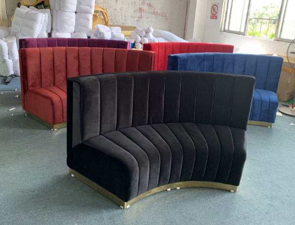 Hotel Lobby Club Lounge Sofa Black Curved Circular Velvet Fabric