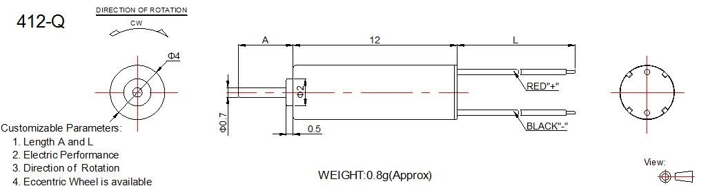 1.5v Mini DC Motor / 4mm Diameter Coreless DC Motor For Security Products