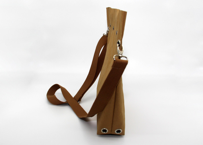 Custom Brown Kraft Paper Washable Shoulder Bag Casual Eco Friendly No Zipper For Men