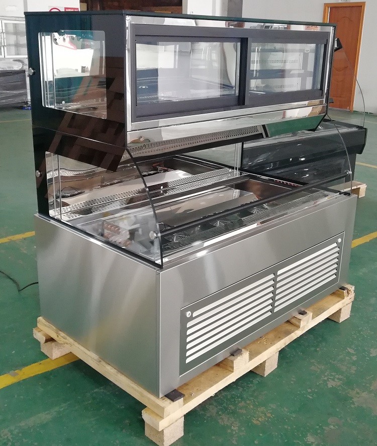 Stainless Steel Bakery Glass Showcase , Display Refrigerated Cabinet For Supermarkets
