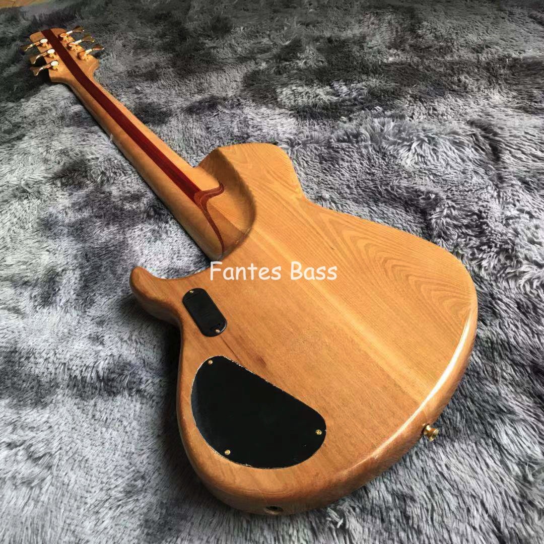 Neck Through Body Ash Wood 6 Strings ButterFY Style Electric Bass 940mm Scale Lengthen