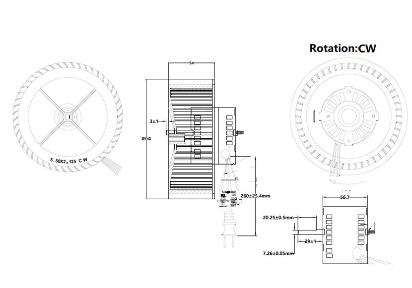 3.3" Diameter Motor 28W Bathroom Exhaust Fan Motor Blower UL Agency