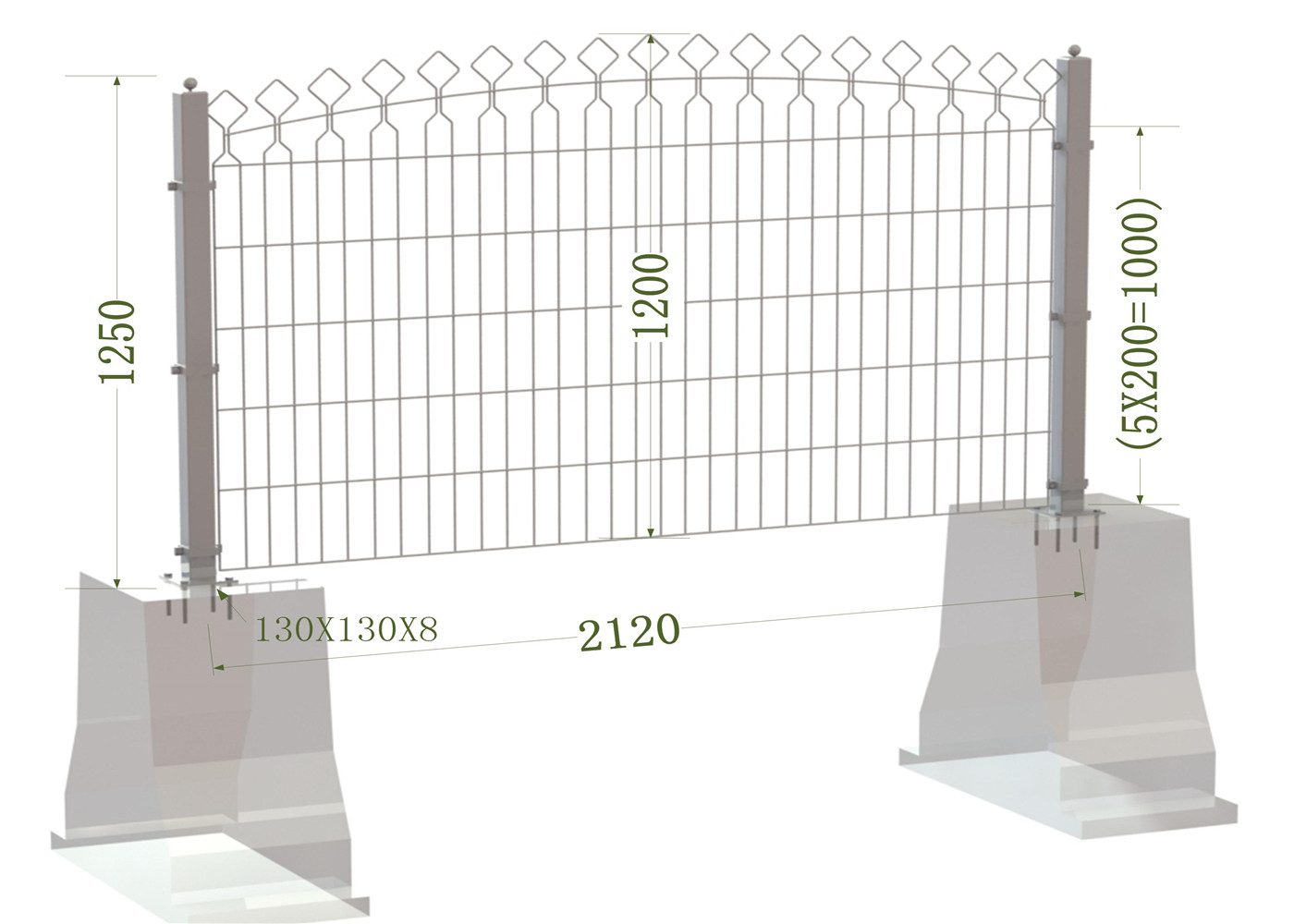 1850mm Twin wire Fence Panels