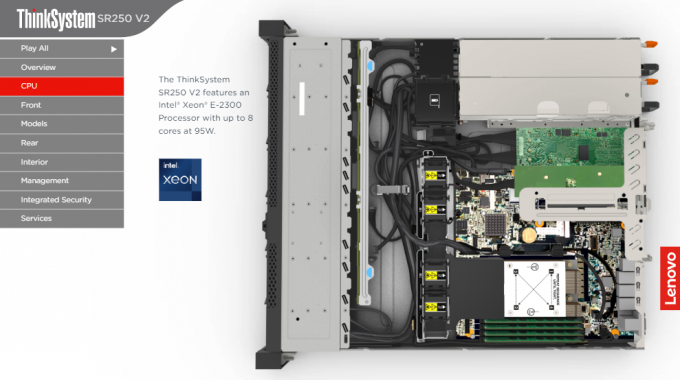 Thinksystem Lenovo GPU Server SR250 V2 Single Socket 1U Rack