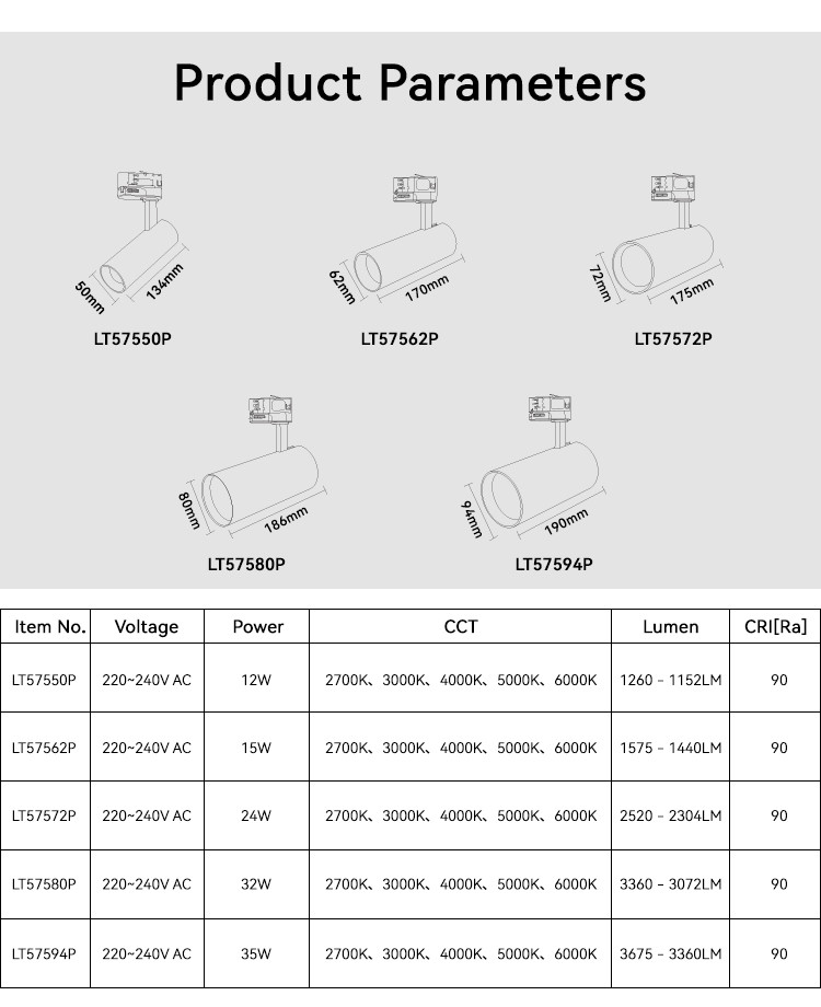Movable Black Single Spotlight 220V 35W Adjustable Led Track Lighting
