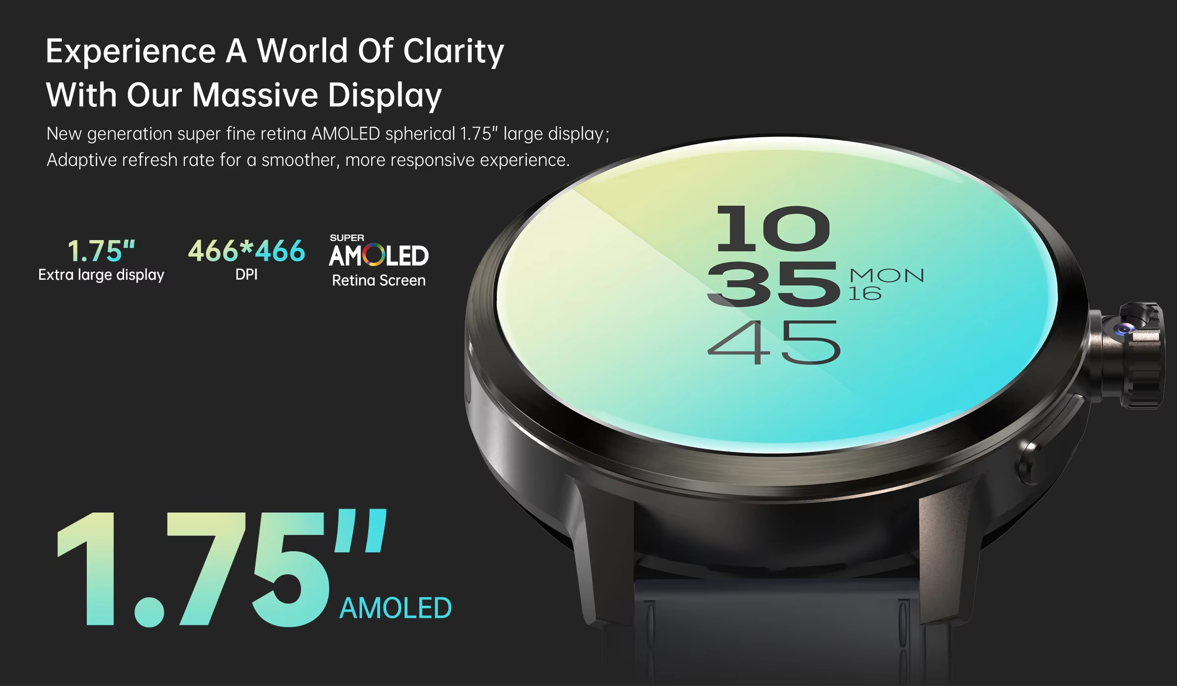 DM82 Sim Card Smart Watch 1.75 Inch AMOLED HD Camera Global Version Android System