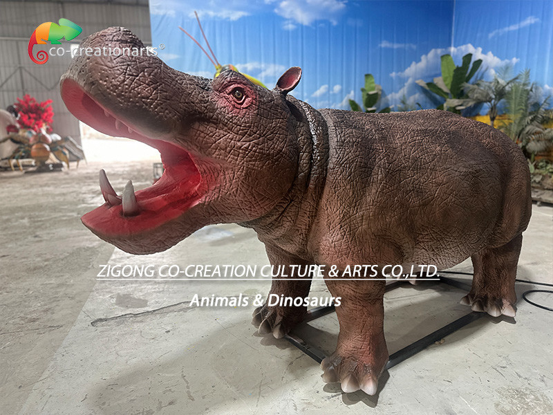 Realistic Animatronic Animals Simulated Hippo For Zoo Park Decoration